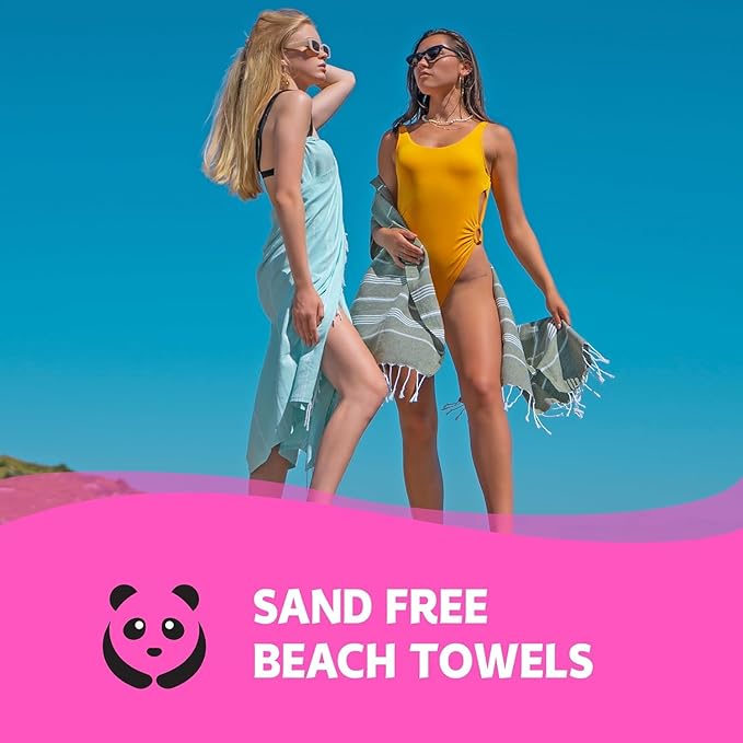 HAVLULAND Turkish Beach Towels Oversized -100% Turkish Cotton Super Soft Lightweight - Absorbent and Quick Drying Bath Towel - Sand Free Beach Towel - Turkish Towels for Adults (Black, 12 Pack)-StrideForce Fitness