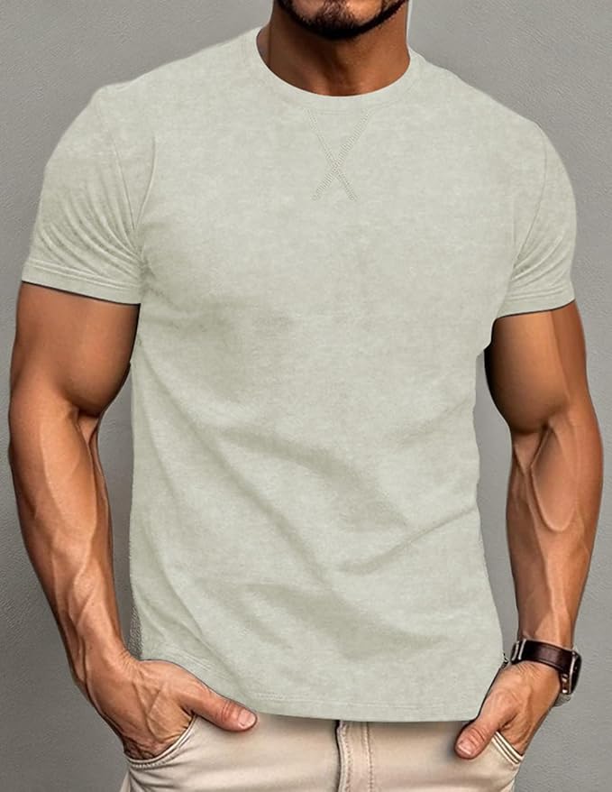 LOGEEYAR Men's Athletic Washed T-Shirts Basic Crew Neck Tees Tops Causal Distressed Cotton T Shirts for Men-StrideForce Fitness