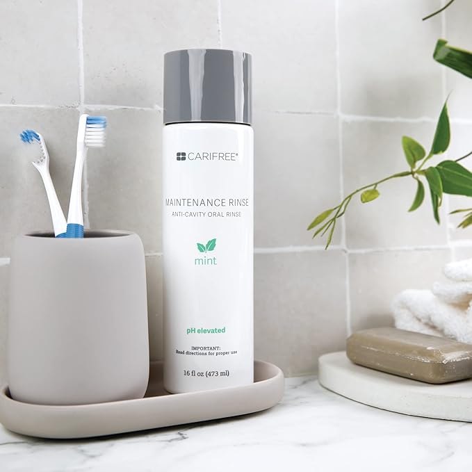 CariFree Maintenance Rinse, Mint Flavor, Anti-Cavity Fluoride Mouthwash, Dentist Recommended, Prevents Oral Decay, Freshens Breath, Alcohol-Free, Neutralizes pH (16 Fl Oz (Pack of 4)