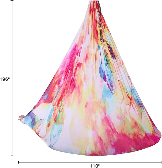 F.Life Aerial Yoga Hammock kit- Yoga Swing Multicolor 5 yards-Flying Yoga Include Daisy Chain,Carabiner and Pose Guide-StrideForce Fitness