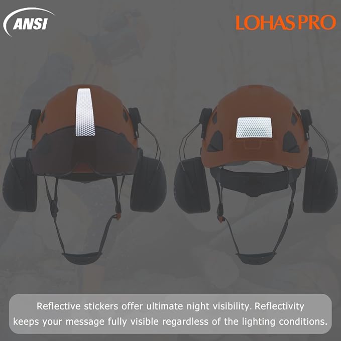 LOHASPRO Arborist Forestry Helmet Safety Hard Hat with Visor and Ear Muffs for Tree Service Logging Cutting Wood Chainsaw Helmet Garden Work Mowing(P91 Orange+Smoked Visor+Earmuff)-StrideForce Fitness