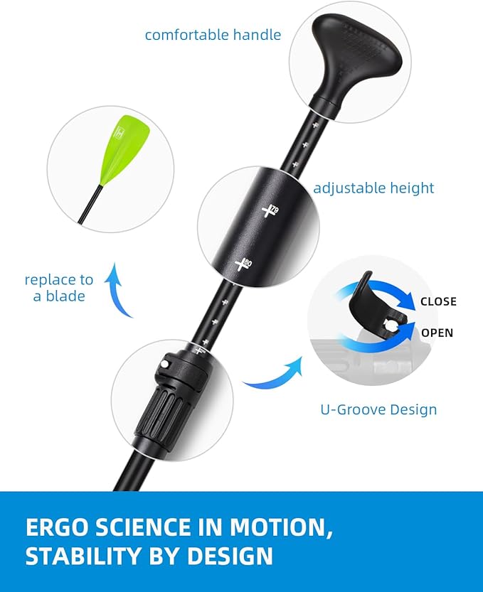 OCEANBROAD SUP Paddle - Adjustable Stand-Up Paddle for Paddleboard Kayak, Adjustable Aluminum Alloy Shaft with Reinforced Nylon Blades-StrideForce Fitness