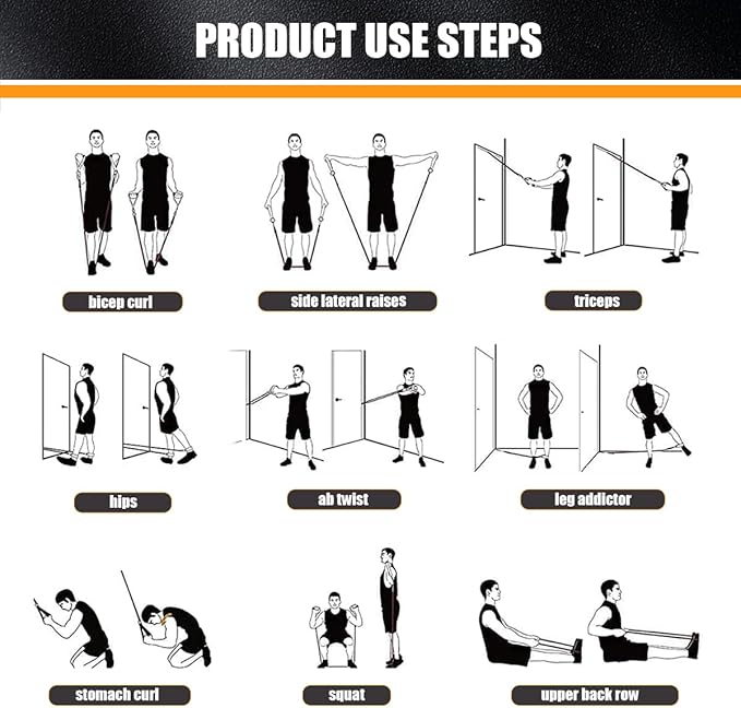 WHATAFIT Resistance Bands, Exercise Bands,Resistance Bands for Working Out, Work Out Bands with Handles for Men and Women Fitness, Strength Training Home Gym Equipment