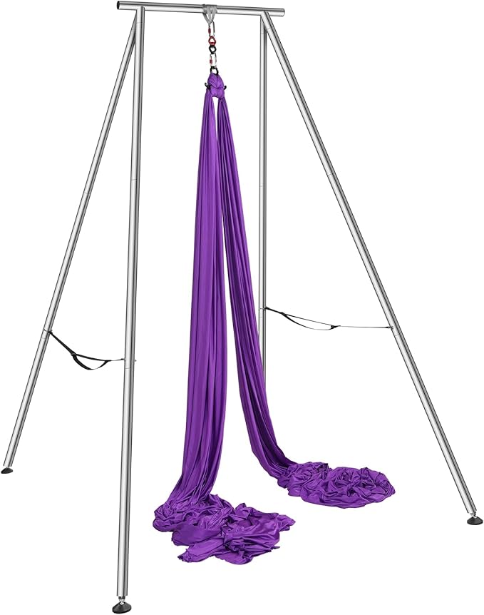 VEVOR Aerial Yoga Frame, 9.67 ft Height Swing Stand, Max 551.15 lbs Load Chrome-Plated Steel Pipe Inversion Yoga Rig for Indoor Outdoor Use-StrideForce Fitness