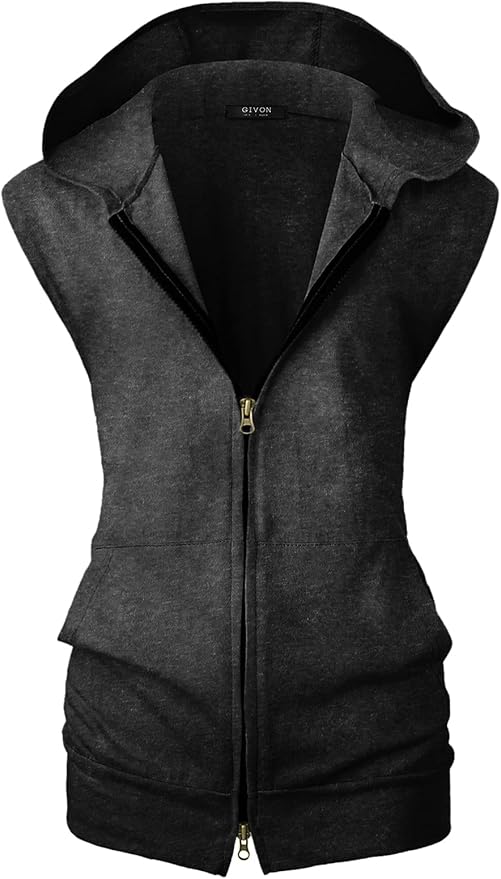 GIVON Women's Lightweight Hooded Vest Sleeveless 1/4 Zip Pullover Casual Hoodie Sweatshirt with Pockets