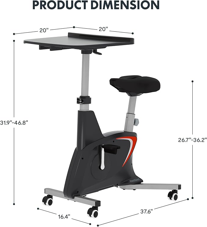 FLEXISPOT Exercise Bike with 2D Desktop, Space Saving Under Desk Bike with Removable Desk, Stationary Bikes Indoor Bikes with 300LBS Heavy Duty 8-Level Resistance Flywheel Optional LCD, V9PRO/V9MAX-StrideForce Fitness