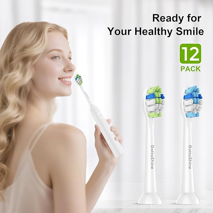 Replacement Toothbrush Heads for Philips Sonicare – Plaque Control, Compatible with Click-on Electric Toothbrush Handles, 12 Pack White