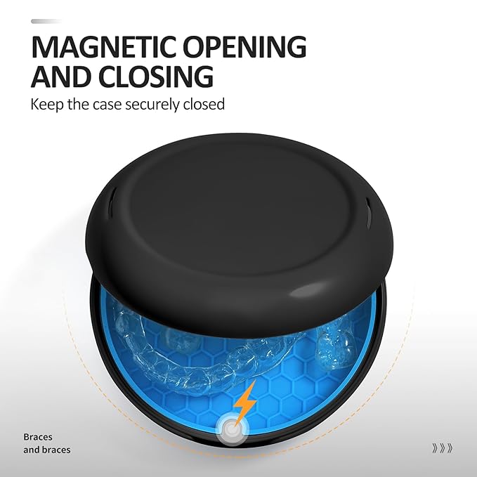 Retainer Case with Mirror and Lanyard,Slim Aligner Case with Vent Holes,Cute Dental Brace Box with Retainer Removal Tool and Brush