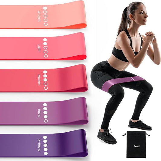Resistance Bands for Working Out, Elastic Exercice Loop Bands for Physical Therapy, Yoga Starter Set of Stretch Bands for Booty Legs, Pilates Flexbands-StrideForce Fitness