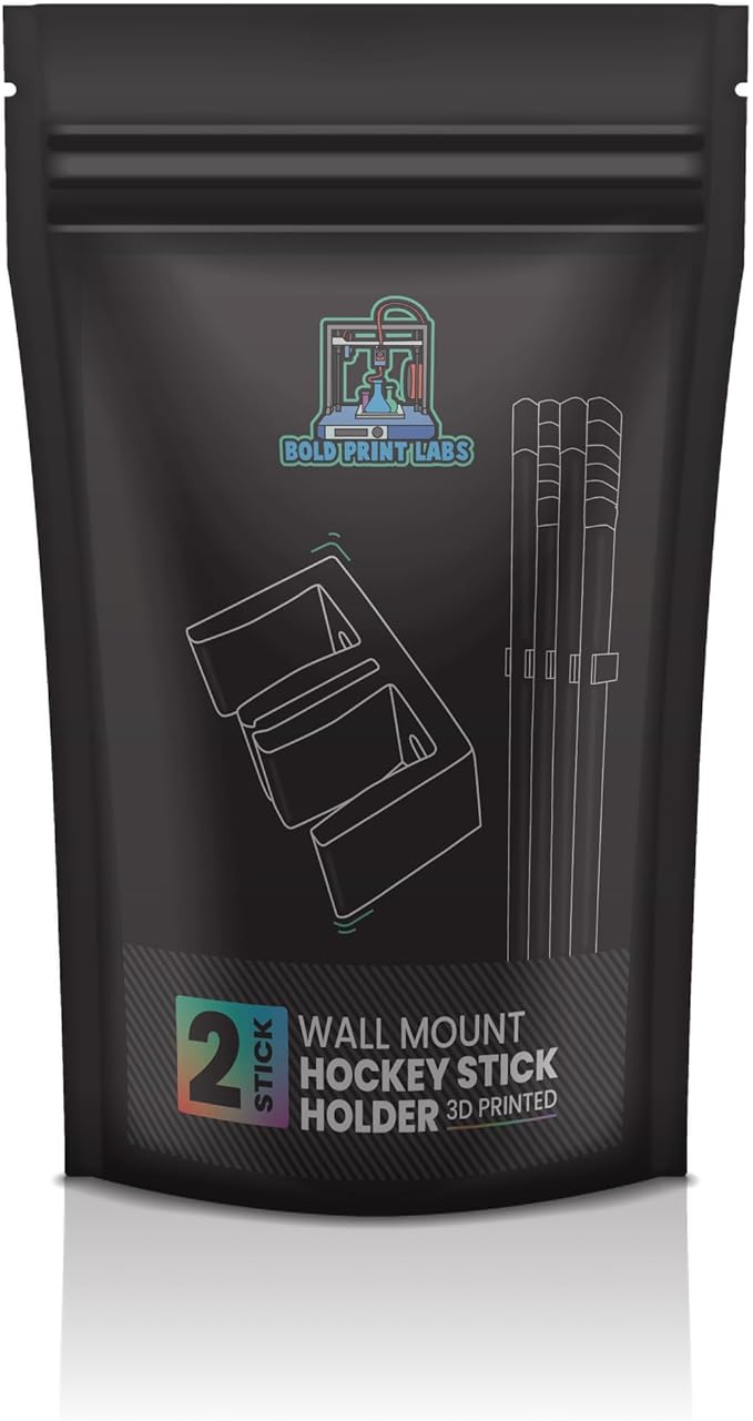 Wall Mount Hockey Stick Holder | Ice Hockey Stick Organizer (Black, 2 Stick Wall Mount)-StrideForce Fitness