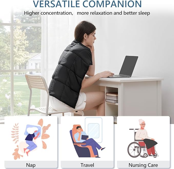 L'AGRATY Weighted Lap Pad Blanket 5lb: Small Weighted Blanket for Adults - Portable Travel & Relaxation - Cozy & Cooling - Washable All-Season (29" x 24")-StrideForce Fitness