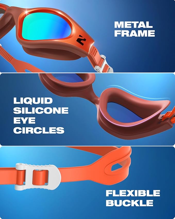 ZIONOR G1 Nava Super Anti-Fog Unisex Swim Goggles Mirror/Bright Smoke Lens-StrideForce Fitness