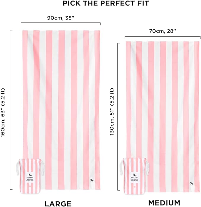 Dock & Bay Quick Drying Towel - for Sports & Gym - Compact, Lightweight - 100% Recycled - Includes Bag - Cabana - Malibu Pink, Medium (130x70cm, 51x27)-StrideForce Fitness