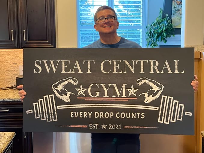 Tailored Canvases Personalized Gym Sign Wall Art Decor - Motivational Canvas for Home Gym, Workout Room, Garage, Fitness Center - Workout Inspirational Posters - Excuses Don't Burn Calories Dark, 60x30in-StrideForce Fitness