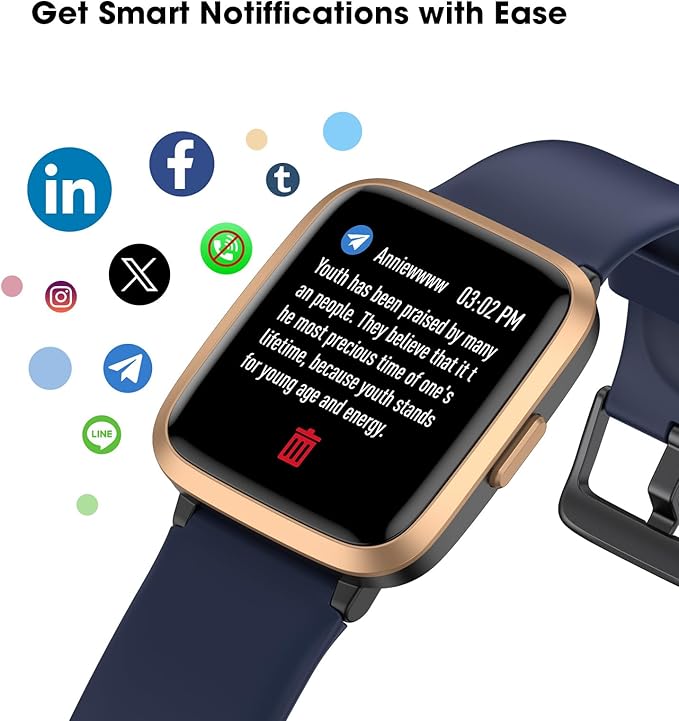 Fitness Tracker Watch with Heart Rate Monitor 5ATM Waterproof