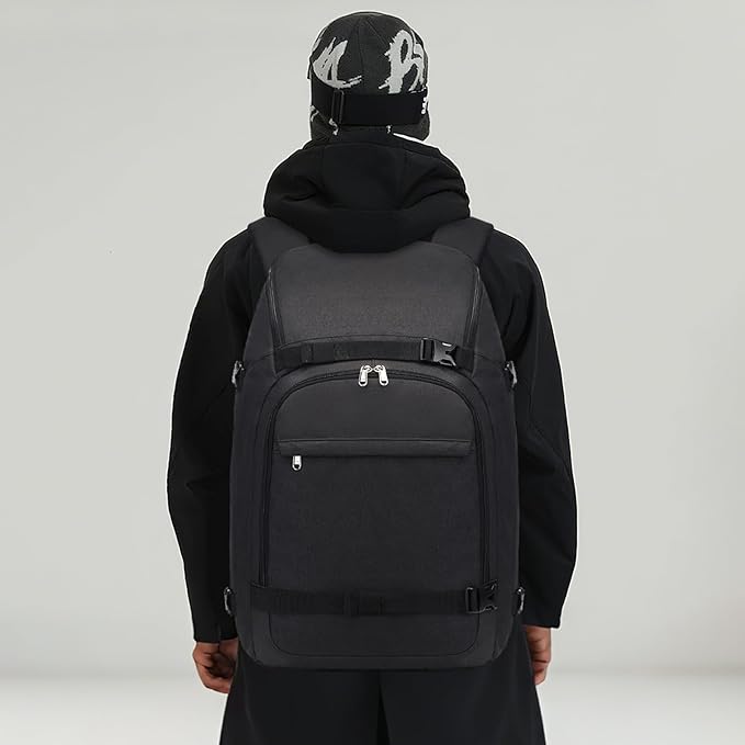 JIANYA Ski Boot Bag, 50L Waterproof Travel Backpack for Snowboard, Ski Helmet, Goggles, Gloves & Accessories, Black-StrideForce Fitness