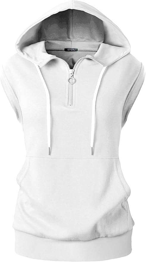 GIVON Women's Lightweight Hooded Vest Sleeveless 1/4 Zip Pullover Casual Hoodie Sweatshirt with Pockets