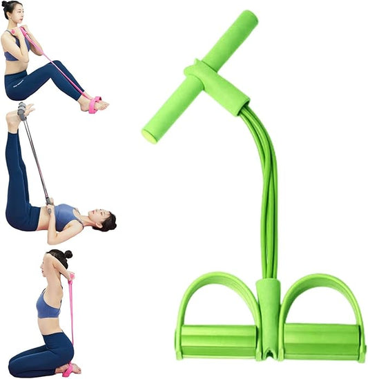 21 Fitness Resistance Bands - 4 Tube Pedal Ankle Puller, Yoga Handle Bands Exerciser Multifunction Trainer Tension Rope for Body, Abdomen, Waist, Arm, Tummy Exercise Stretching Training ( Color : Gree-StrideForce Fitness