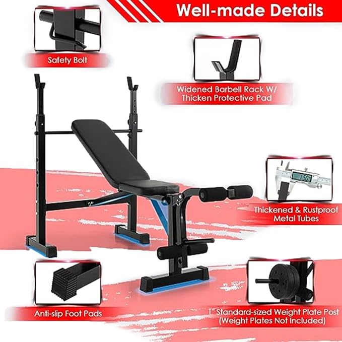 Olympic Weight Bench With Soft Comfortable Cushion Multipurpose