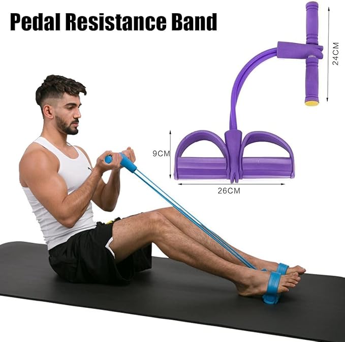 21 Fitness Resistance Bands - 4 Tube Pedal Ankle Puller, Yoga Handle Bands Exerciser Multifunction Trainer Tension Rope for Body, Abdomen, Waist, Arm, Tummy Exercise Stretching Training ( Color : Ash-StrideForce Fitness