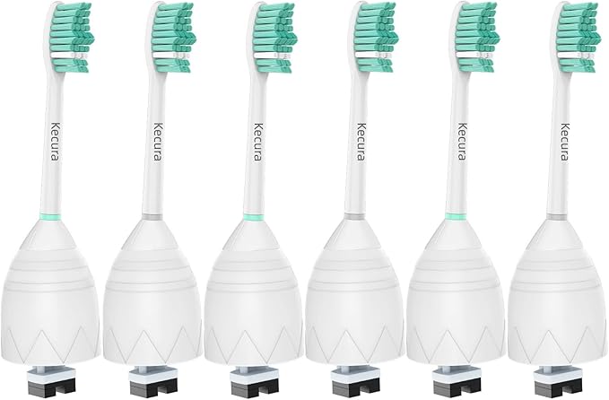 Replacement Brush-Heads Compatible with Philips Sonicare: e-Series Toothbrush Heads HX7022/66 fits Essence & CleanCare Electric Brush Handles, 6 Pack