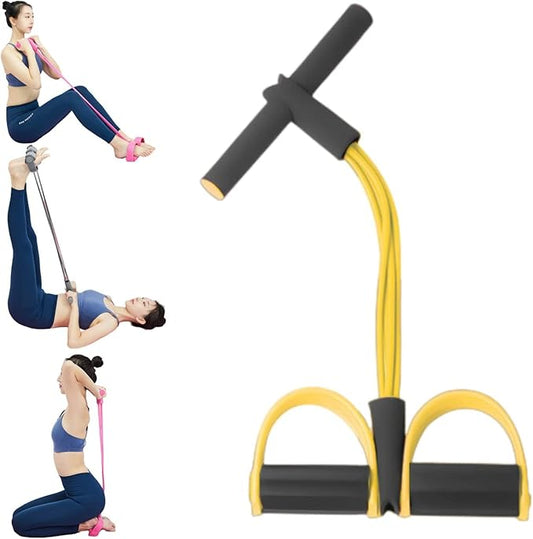 21 Fitness Resistance Bands - 4 Tube Pedal Ankle Puller, Yoga Handle Bands Exerciser Multifunction Trainer Tension Rope for Body, Abdomen, Waist, Arm, Tummy Exercise Stretching Training ( Color : Yell-StrideForce Fitness