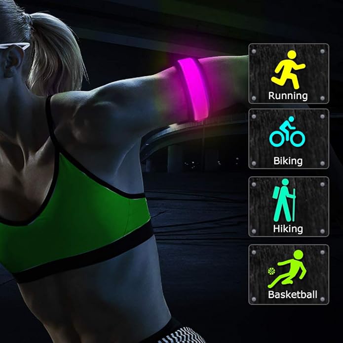 LOBKIN Safety Bracelets, LED Slap Armband Kids Walking at Night Safe LED Light Wrist Light Reflective Belt, Magic Band Running Lights for Runners-StrideForce Fitness