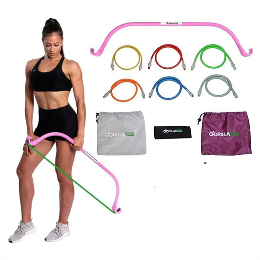 Lite Gorilla Bow Portable Home Gym Resistance Bands and Bar System for Travel, Fitness, Weightlifting and Exercise Kit, Full Body Workout Equipment Set-StrideForce Fitness
