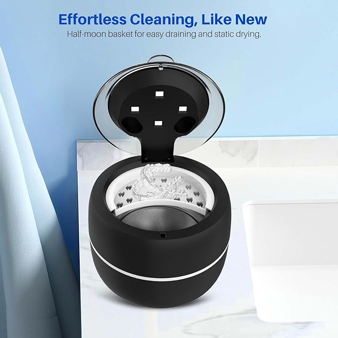 Voraiya Ultrasonic Retainer Cleaner 45kHz Retainer Cleaning Denture Pod Ultrasonic Cleaner Machine, Ultrasonic Machine for Aligner, Retainers, Mouth Guards, Night Guards, Dental Trays Braces