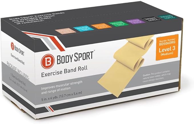 BodySport® Exercise Band, 5 in. x 6 yd. - Professional Resistance Bands for Home Fitness & Gym Exercises - Workout & Rehab Equipment-StrideForce Fitness