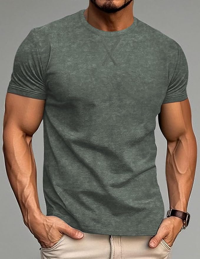 LOGEEYAR Men's Athletic Washed T-Shirts Basic Crew Neck Tees Tops Causal Distressed Cotton T Shirts for Men-StrideForce Fitness