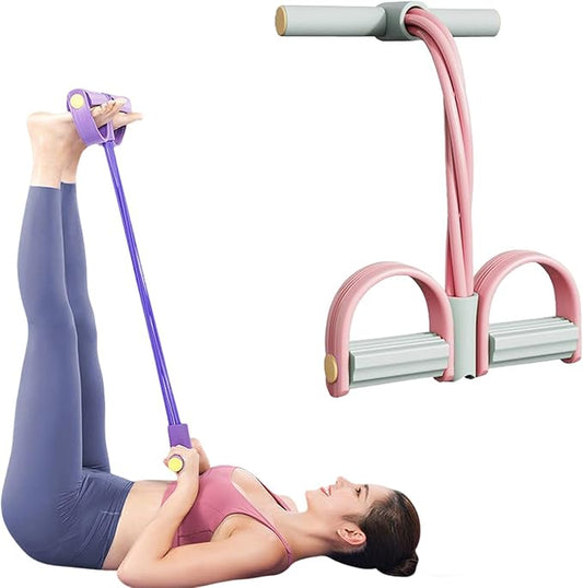 2025 Upgrade Multifunction Tension Rope or Exercise Sit Up Exercise Equipment,Pedal Ankle Puller,Bands-6 Tube Pedal Ankle Puller for Women Men-StrideForce Fitness
