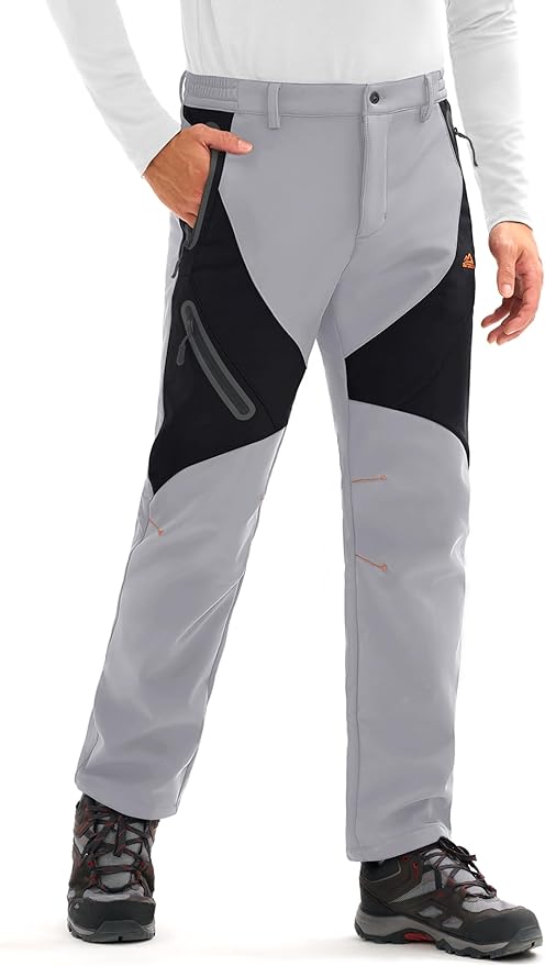MAGCOMSEN Men's Snow Ski Pants Fleece Lined Water Resistant Winter Pants with 4 Zip Pockets for Snowboard Hiking Outdoor