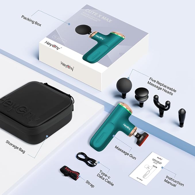 Mini Massage Gun with Heat Function, Heated Massage Head for Deep Tissue Pain Relief, Portable Muscle Massager for Athletes, Compact Percussion Gun-StrideForce Fitness