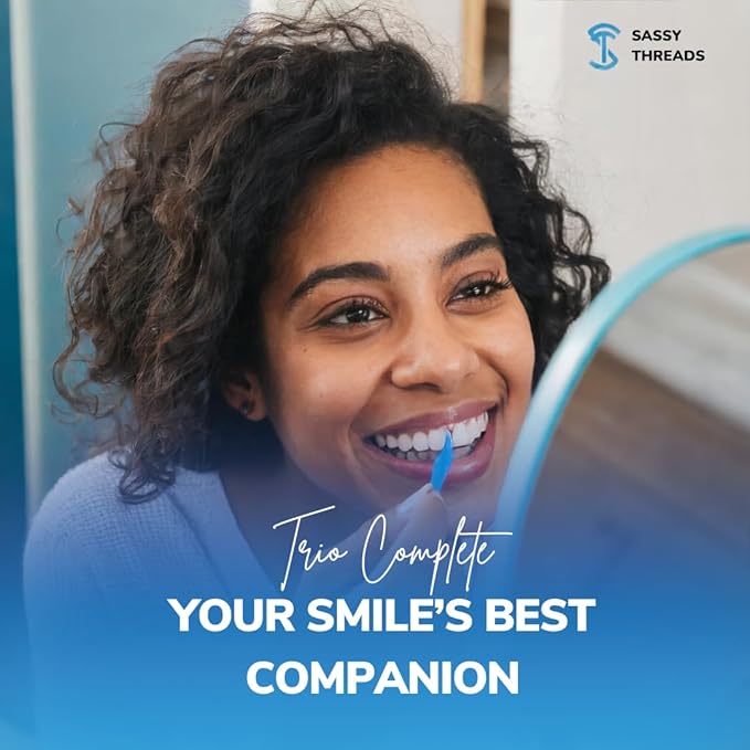 3-in-1 Complete Dental Care Set: Double Thread Floss Picks, Toothpicks, and Tongue Scraper - Your Oral Hygiene Solution with Disposable Floss Sticks for On The Go or Travel (3)