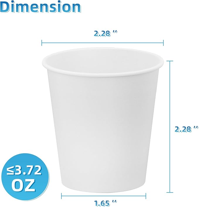 VITVITI 30 PACK Bathroom Mouthwash Cups, Disposable 3.7 OZ Coffee Paper Cup, Small Cup for Mouth Wash/Hot Cold Beverages Liquid/Tea, White