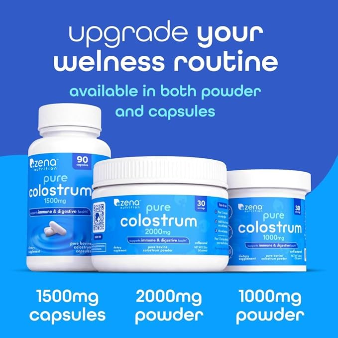 Zena Nutrition Bovine Colostrum & Collagen Powder Supplement for Gut Health, Immune Support, Digestion, Hair, Skin & Nails, Unflavored, Gluten & Sugar Free, 30 Servings-StrideForce Fitness