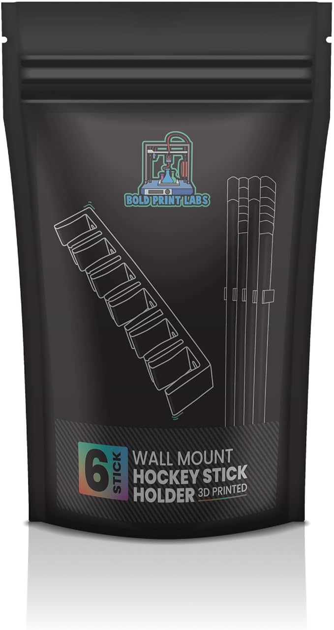 Wall Mount Hockey Stick Holder | Ice Hockey Stick Organizer (Black, 6 Stick Wall Mount)-StrideForce Fitness