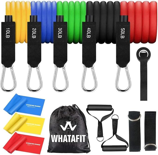 WHATAFIT Resistance Bands, Exercise Bands,Resistance Bands for Working Out, Work Out Bands with Handles for Men and Women Fitness, Strength Training Home Gym Equipment-StrideForce Fitness