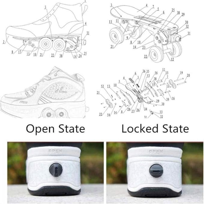 Double-Row Deform Wheel Automatic Walking Shoes Invisible Deformation Roller Skate 2 in 1 Removable Pulley Skates Skating Parkour-StrideForce Fitness