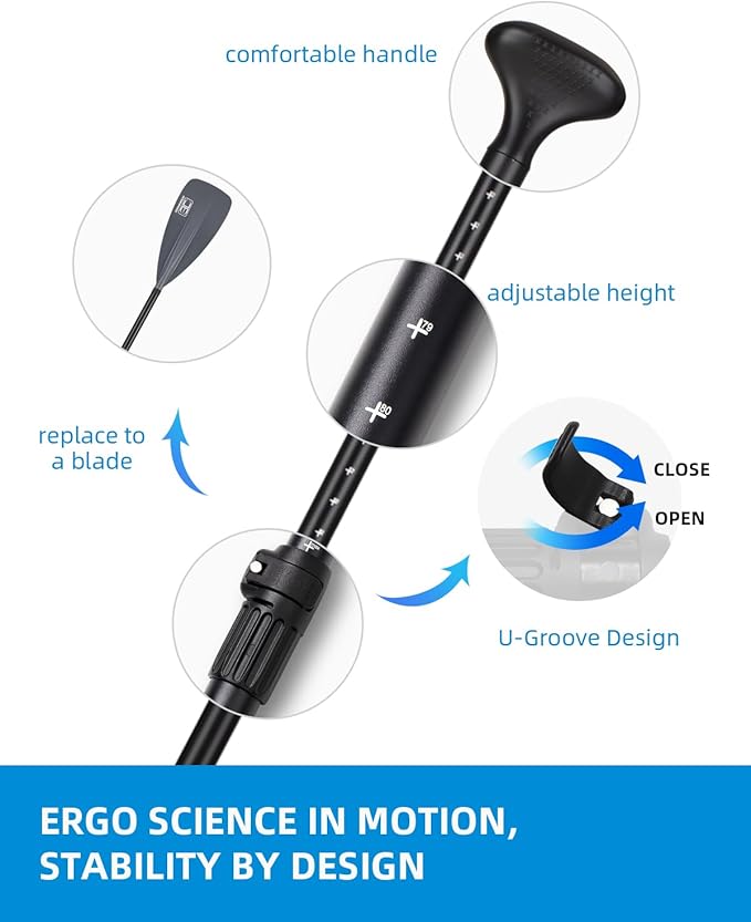 OCEANBROAD SUP Paddle - Adjustable Stand-Up Paddle for Paddleboard Kayak, Adjustable Aluminum Alloy Shaft with Reinforced Nylon Blades-StrideForce Fitness