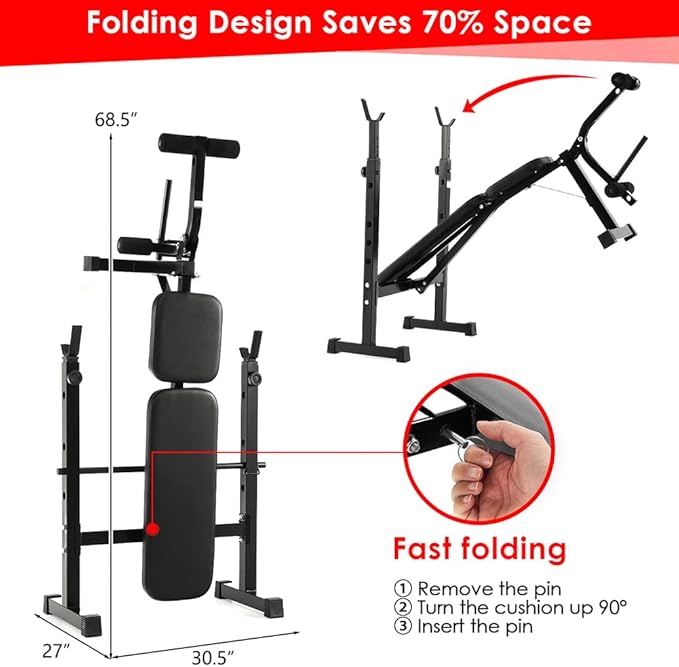 Olympic Weight Bench With Soft Comfortable Cushion Multipurpose
