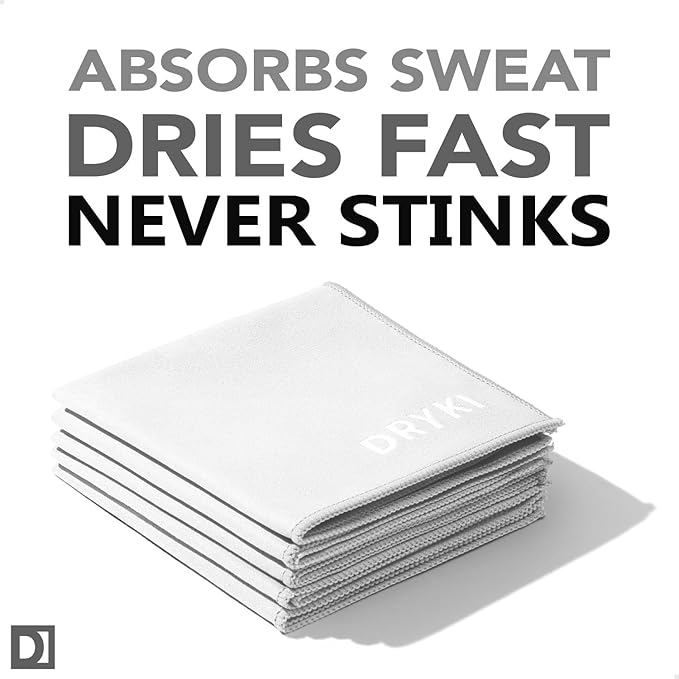 Pocket-Sized Sweat Towels - The Original Sweat Absorbing Handkerchiefs - Quick-Dry Microfiber Sweat Rags for Face, Hands, & Body - Men & Women - Gym, Sports, and Work (White: 5 Pack)-StrideForce Fitness