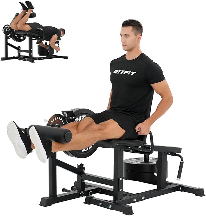 RITFIT Seated Leg Extension and Lying Curl Machine, Adjustable, for Home Gym, Leg Workout Equipment Compatible with 1'' and 2'' Weight Plates, Black, 700 lb-StrideForce Fitness