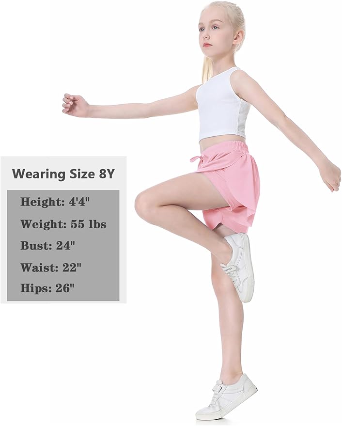 EXARUS Girls Butterfly Shorts Flowy Dance Skirt Cheer Skorts Athletic Tween Clothes Teen Preppy Outfits Flutter Kids-StrideForce Fitness