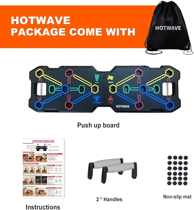 HOTWAVE Portable Workout Equipment with 20 Gym Accessories.Push