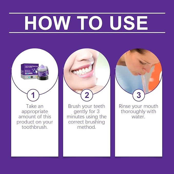 2PCS Purple Teeth Restoration Mineral Powder, Mineral Tooth Powder, Dental Restoration Mine RAL Po wder, in Strengthening Teeth and Gums, Protect Gums and Freshen Breath 2pcs