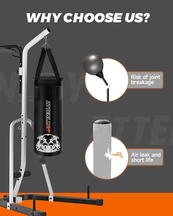 Kids Punching Bag with Gloves - PU Leather & Adjustable Height Strap - Boxing Bag Set for 3-8-14 Years Kids/Youth Great for Boxing, MMA, Kickboxing