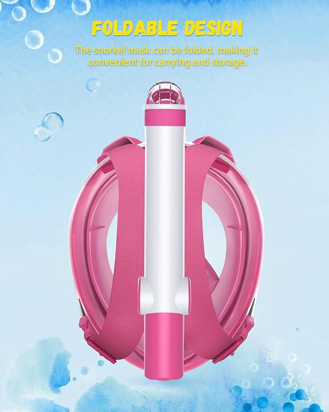 W WSTOO Kids Full Face Snorkel Masks,Suitable for Beginners Dry Top Snorkeling Gear,Can Your Mouth or Nose to Breathe,180 Degrees Panoramic View,Anti-Fog Anti-Leak,Summer Travel and Vacationing Gifts-StrideForce Fitness