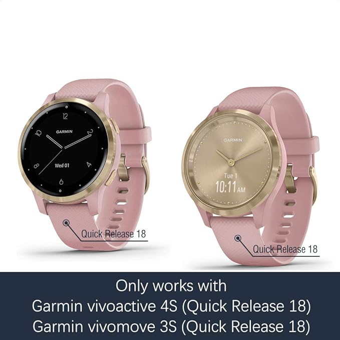 Sport Mesh Strap Compatible with Garmin vivoactive 4S/Venu 2S Smartwatch Replacement Woven Nylon Wristband Quick Release 18mm